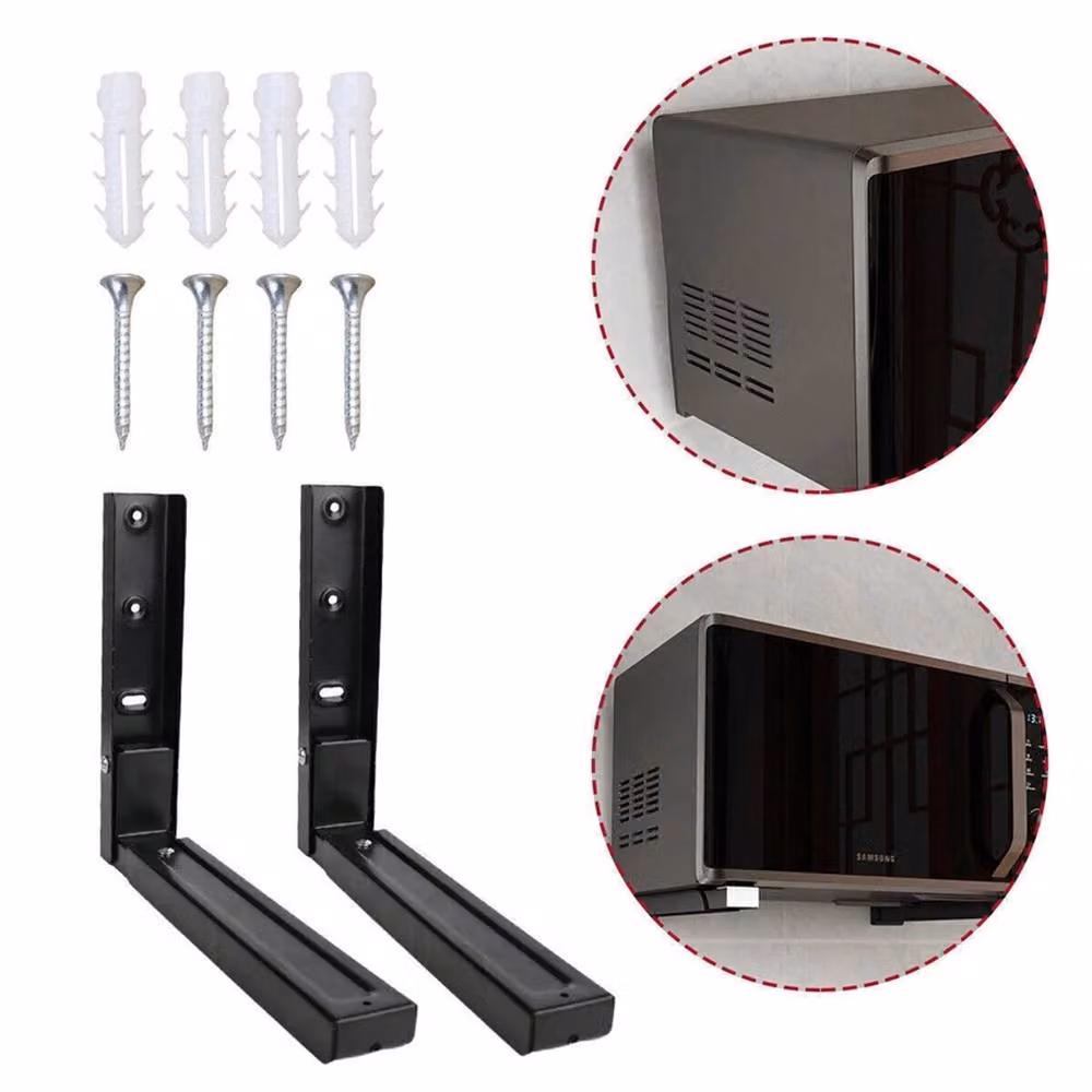 SPETLEK Adjustable Stretch Heavy Duty Wall Mounted Oven Shelf Storage Bracket, Black, W: 1000 cm, D: 52 cm – 4