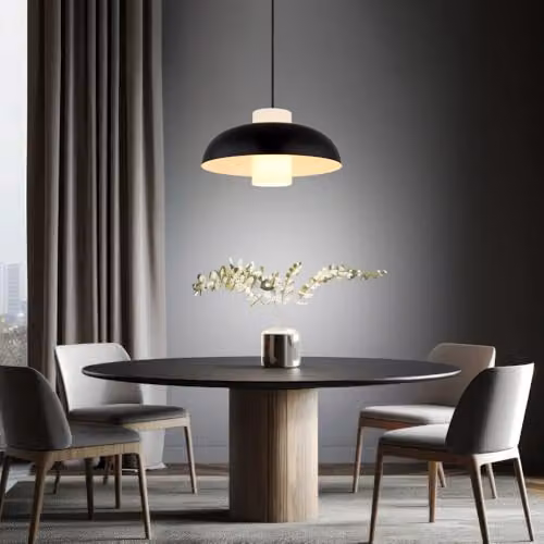 Globo Lighting Black Matt Dome Pendant Light with Glass Shade and E27 Socket, Height: 38 cm, W/D/H: 38 x 38 x 38 cm – 5