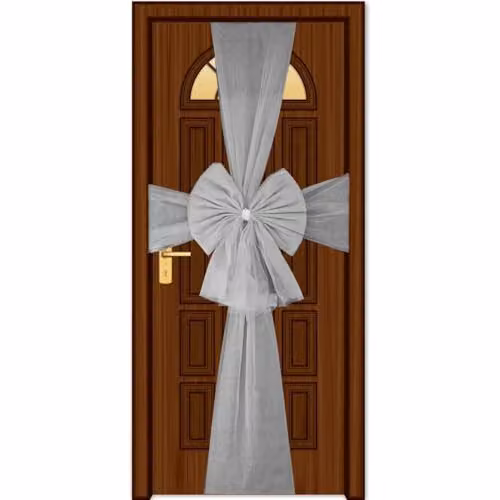 SHATCHI Silver Diamante Christmas Door Bow for Festive Home Decoration – 1