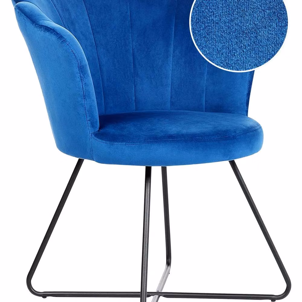 Wyld and Coco Navy Blue Velvet Armless Shell-Back Chair – 2