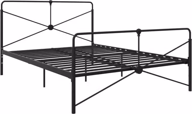Dorel Home Leopold Industrial Metal Bed in Black, 180 x 200 cm