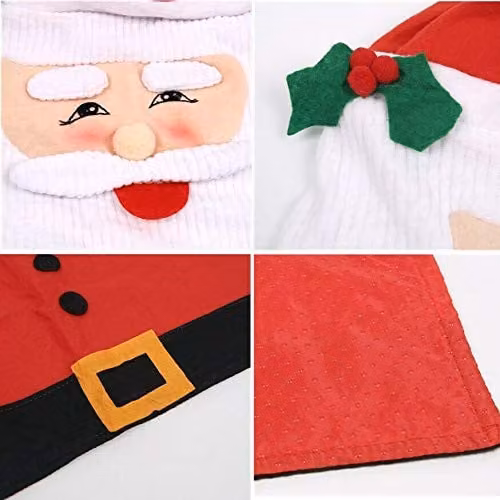SHATCHI Christmas Santa 3-Piece Bathroom Set including Toilet Seat Cover, Tank Cover and Bath Mat, Red – 5
