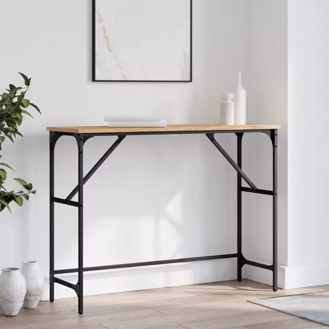 Berkfield Home Sonoma Oak Console Table in Brown, W/D/H: 100 x 32 x 75 cm – 1