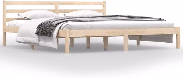Berkfield Home Solid Wood Pine Bed Frame in Beige, W/D/H: 180 x 200 cm