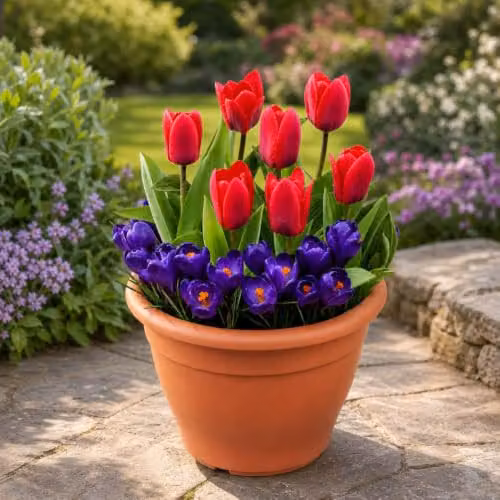 YouGarden Tulip and Crocus Planting Kit with 19 Bulbs in Multicolour Red and Blue – 1