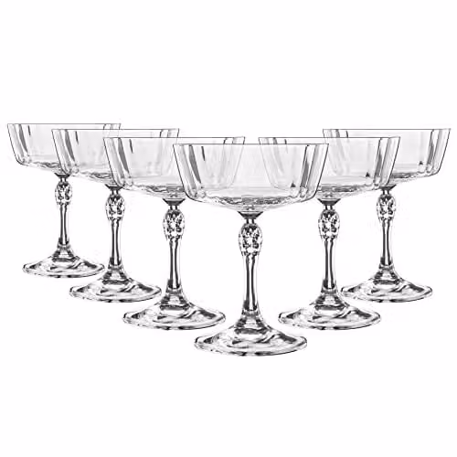 Bormioli Rocco America '20s Champagne Cocktail Saucers, Clear, Pack of 6, 275ml