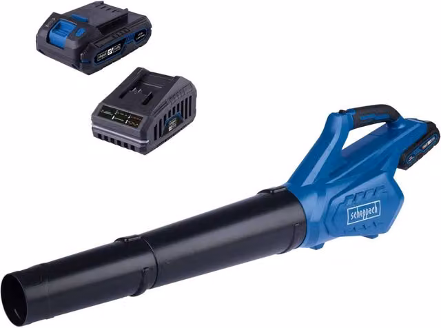 Scheppach IXES 20V Cordless Leaf Blower with Rechargeable Battery, Blue