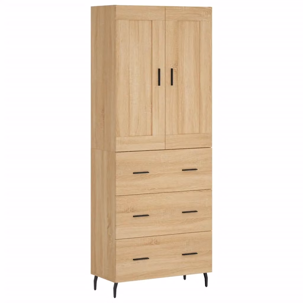 Berkfield Home Sonoma Oak Highboard in Brown, W/D/H: 69.5 x 34 x 180 cm – 2