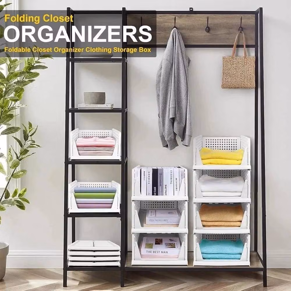 PAWNORA White Mesh Plastic Closet Storage Box and Shelf Rack – 3