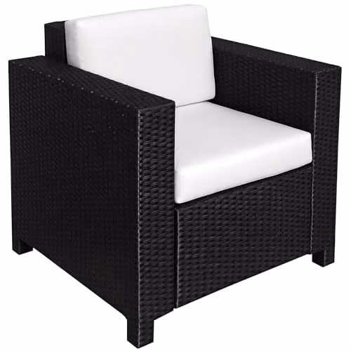 Outsunny Black and Grey Rattan Garden Armchair with Cushions