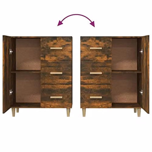 vidaXL Modern Smoked Oak Sideboard in Brown, W/D/H: 69.5 x 33 x 90 cm – 6