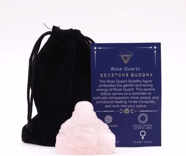 KDMD Rose Quartz Large Buddha Figurine in Light Pink