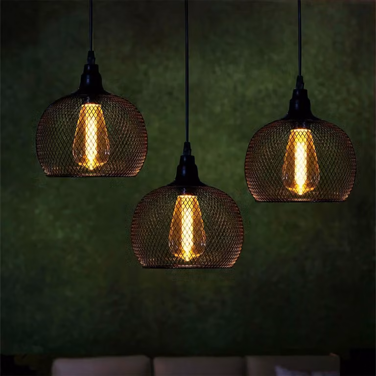 Noma Black Metal Set of 3 Dome Pendant Lights for Garden