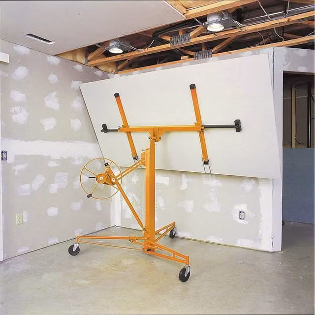 Livingandhome Steel Drywall Lifter with Rolling Casters and Panel Hoist, Yellow
