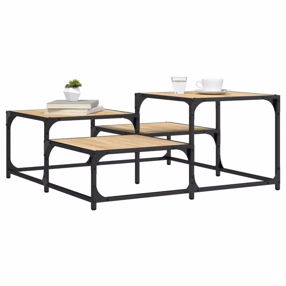 Berkfield Home Sonoma Oak Coffee Table, Brown, W/D/H: 87.5 x 87.5 x 40 cm – 2