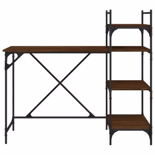 vidaXL Computer Desk with Shelves, Brown Oak, W/D/H: 120 x 47 x 109 cm – 3