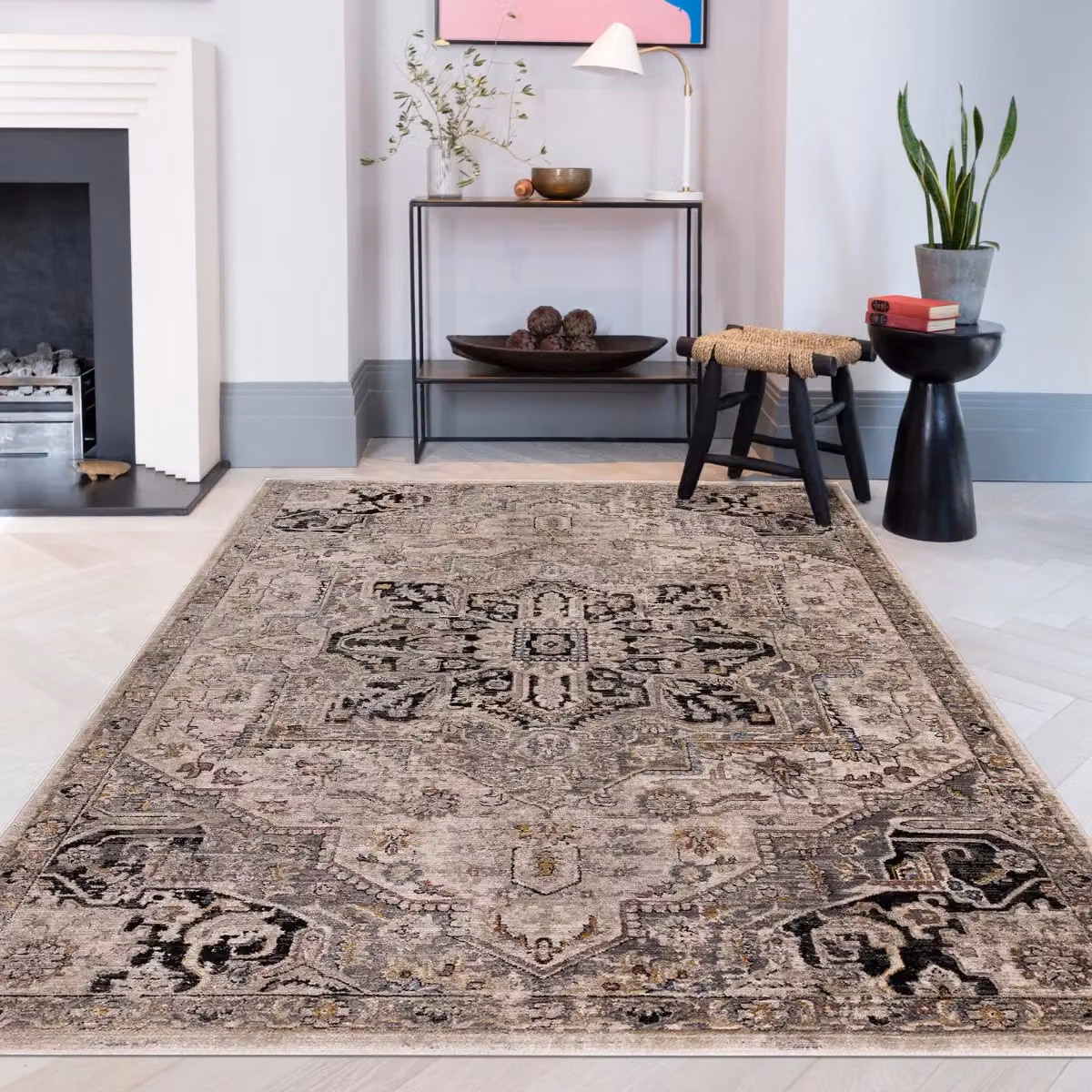 The Rug Shop UK Beige Traditional Polyester Easy Care Rectangular Rug W: 200 cm, D: 290 cm – 3