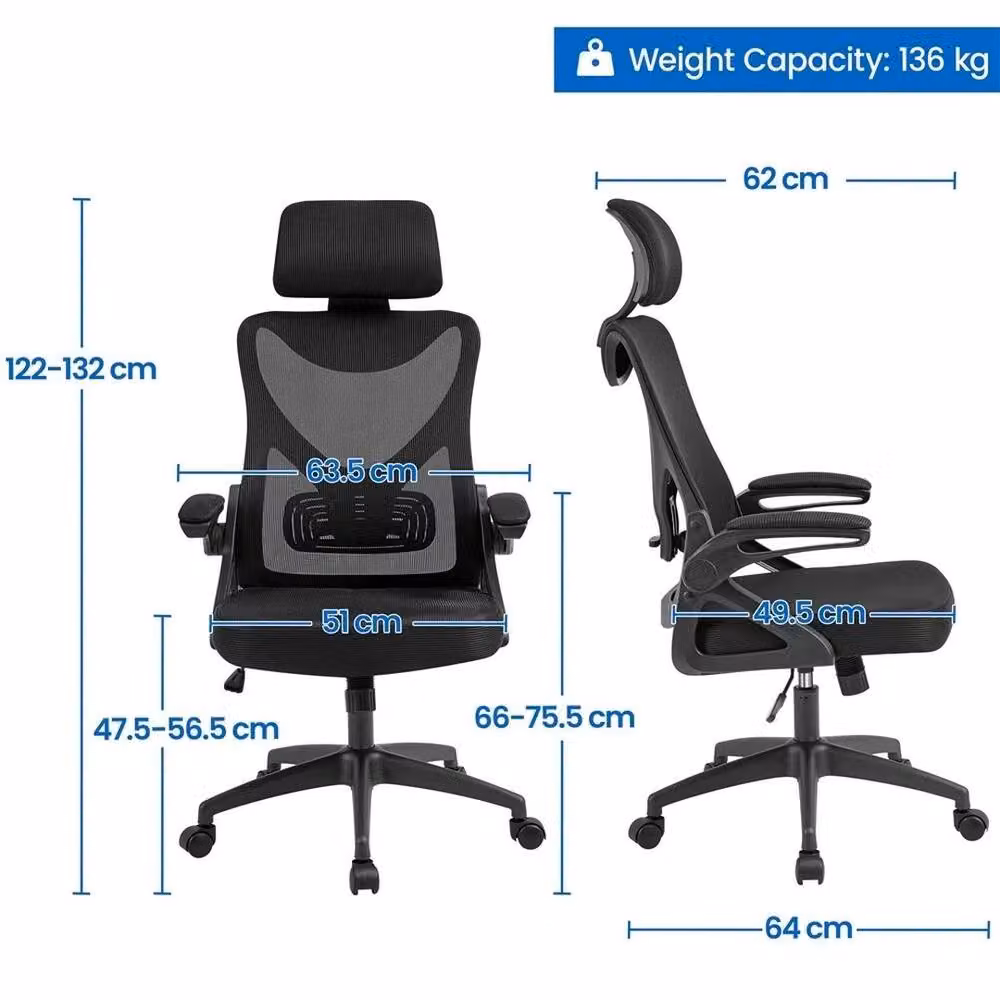 Kelvenix Ergonomic High Back Mesh Office Chair in Black with Headrest and Armrests – 2