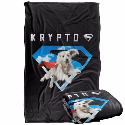 Warner Bros. Superman 2025 Krypto Sky Shield Super Soft Fleece Throw Blanket, Multicolour, W: 91 cm, D: 147 cm