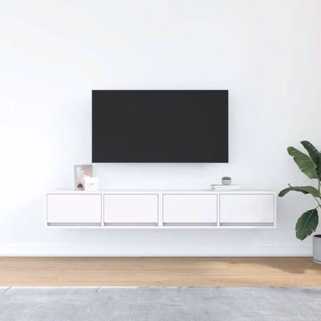 Berkfield Home Set of 2 Modern White Matt TV Cabinets, W/D/H: 80 x 31 x 25.5 cm