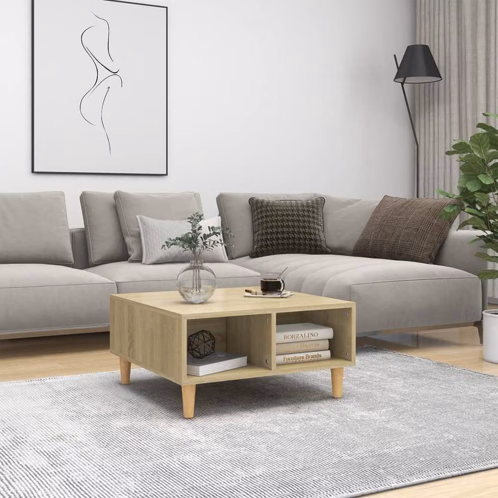 Berkfield Home Sonoma Oak Coffee Table in Beige, W/D/H: 60 x 60 x 30 cm – 2