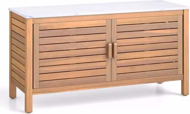 Costway 2-Door Acacia Wood Patio Storage Cabinet in Natural
