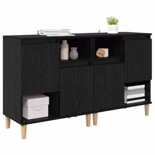vidaXL Set of 2 Modern Sideboards in Black, W/D/H: 60 x 35 x 70 cm – 1