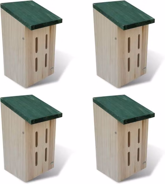 Berkfield Home Butterfly House Set of 4 in Brown and Green, W/D/H: 14 x 15 x 22 cm