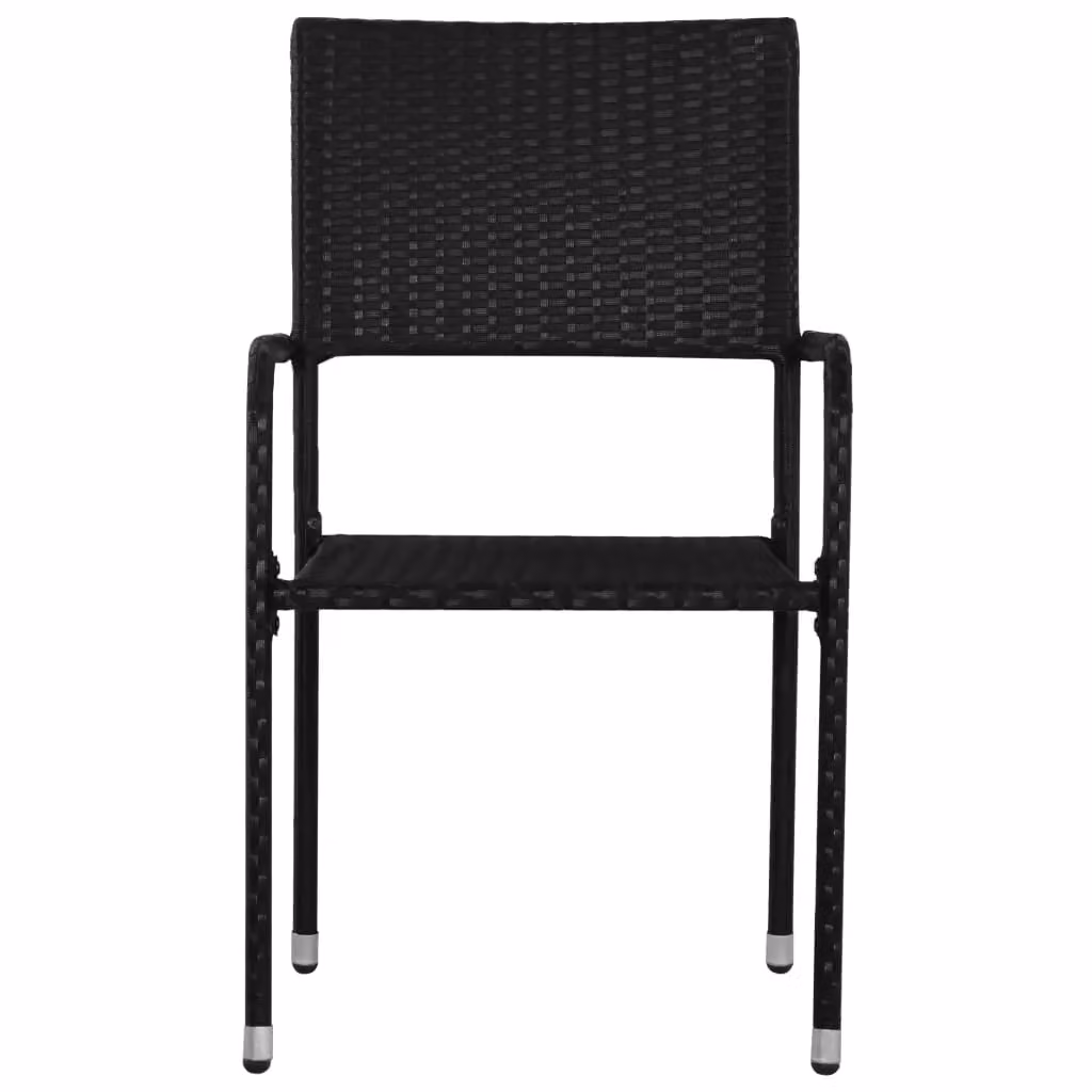 Berkfield Home Stackable Black Poly Rattan and Metal Garden Dining Chairs, 2 Pack – 3