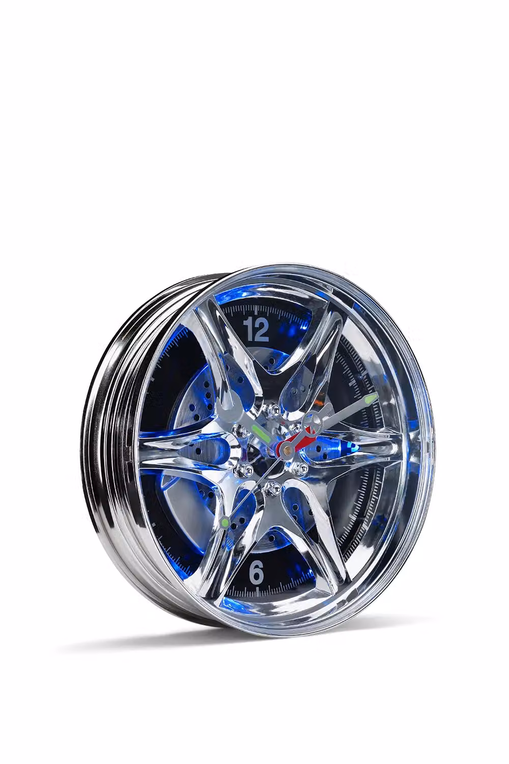 Menkind RED5 Neon Rim Automotive Style Silver Metal Wall Clock with LED Glow, Diameter: 35.5 cm – 2