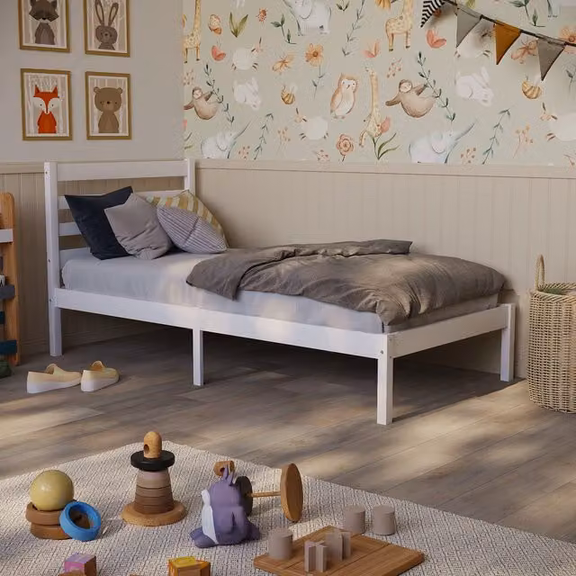 Vida Designs Libra Solid Pine Single Bed with Drawers, White, W/D/H: 90 x 200 cm