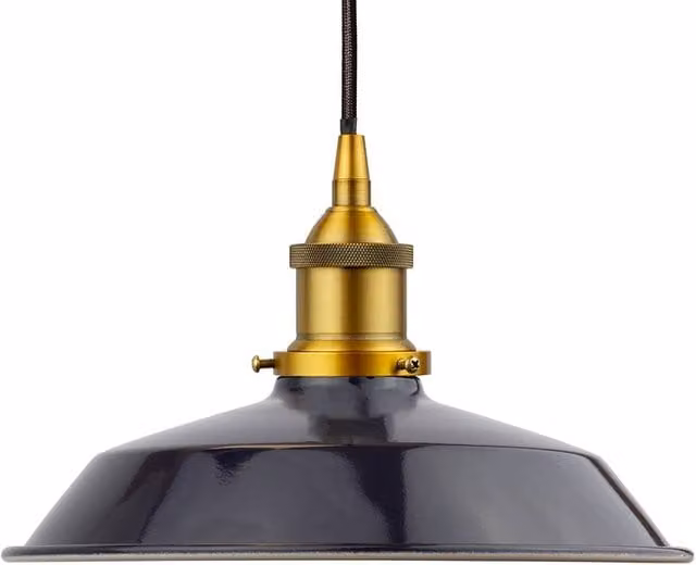 SE Home Trinity Small Metal Pendant Light in Navy Blue and Gold/Brass