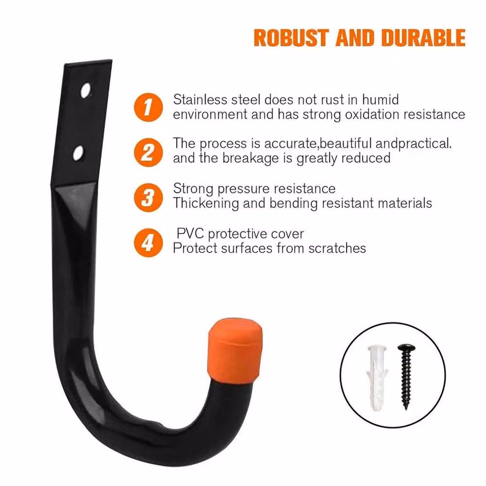 FORGEVIO 6 Pack Heavy Duty Wall Mounted Garage Storage Hooks in Black, 500mm – 5