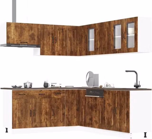 Berkfield Home Kalmar 11 Piece Kitchen Cabinet Set in Smoked Oak Brown Engineered Wood – 1