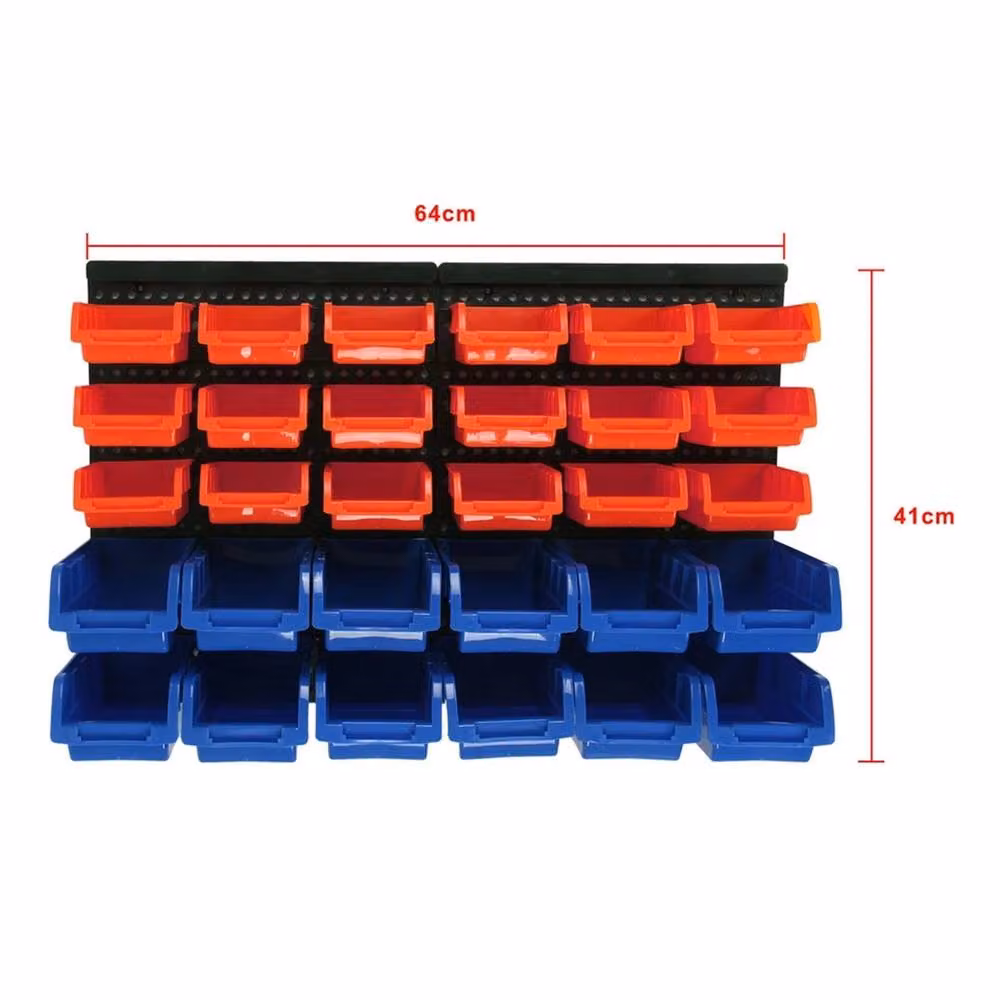 VOGREX Wall Mounted Plastic Parts Organizer with 30 Bins in Multicolour – 2