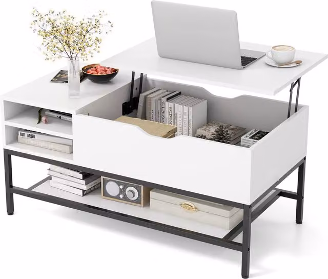 COSTWAY Modern White Lift Top Coffee Table