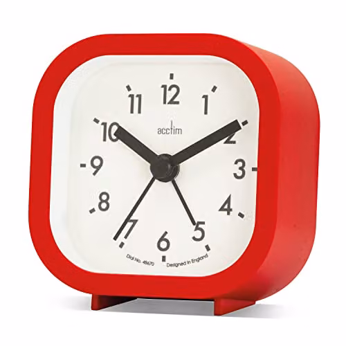 Acctim Robyn Mini Bedside Alarm Clock in Red