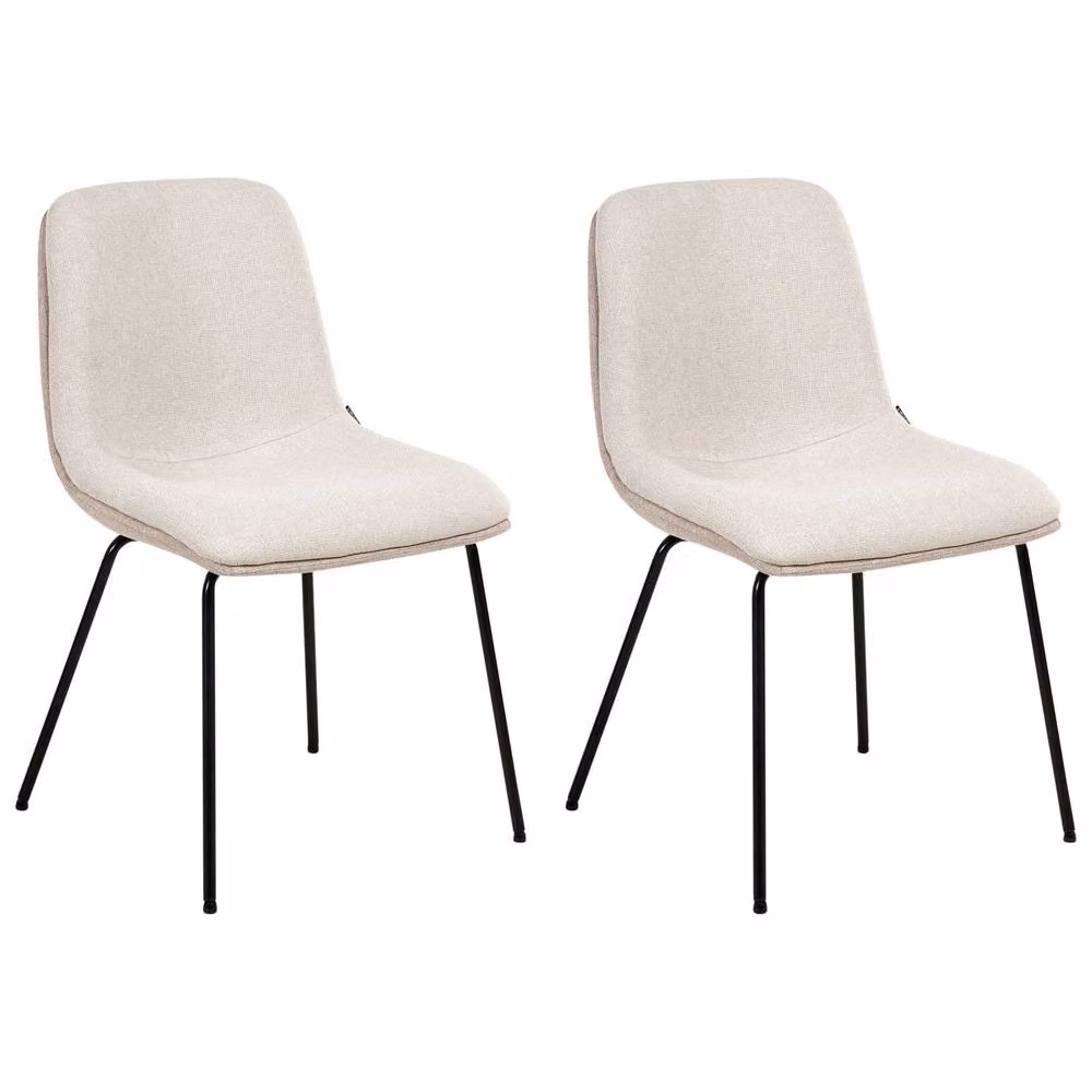 Wyld Haus Set of 2 Beige Fabric Armless Scandinavian Dining Chairs – 2