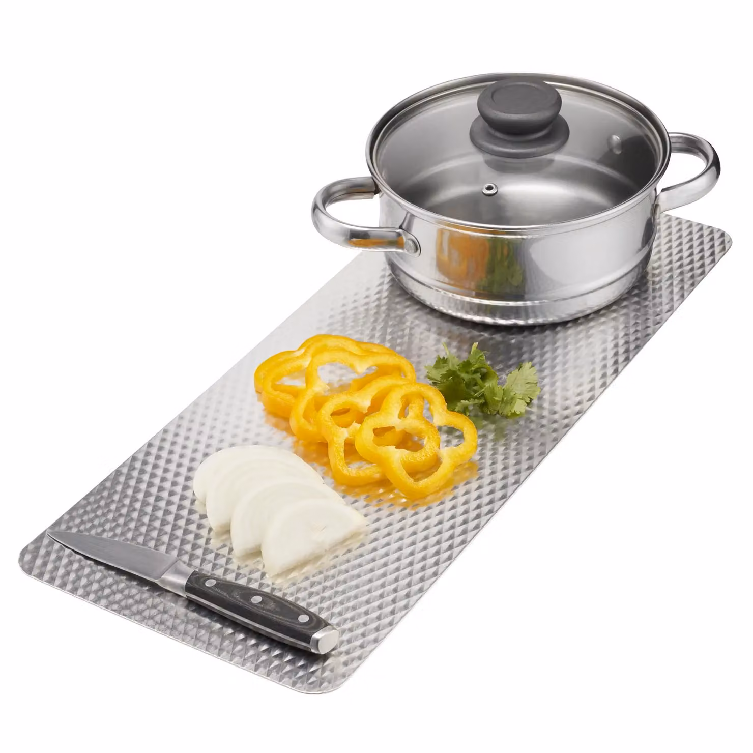 mysmartbuy Heat Resistant Silver Metal Kitchen Mat and Worktop Surface Protector, W: 50 cm, D: 21 cm – 3