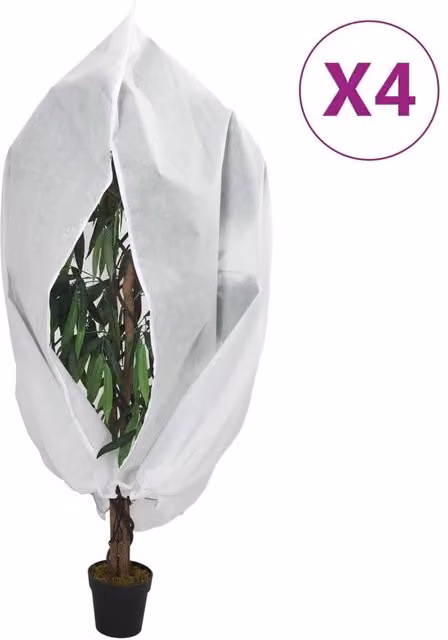 Berkfield Home Plant Fleece Covers with Zip, White, 4 Pack, W: 3.14 m, H: 2.5 m
