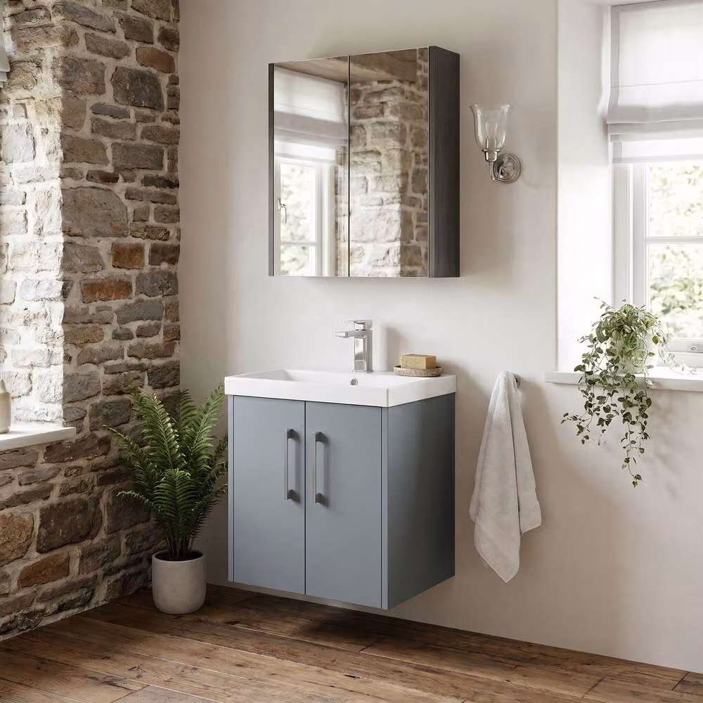 Balterley Winshill Contemporary Wall Hung 2 Door Vanity Basin Unit, Grey – 2