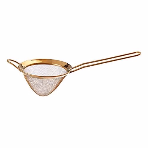 Orsina Gold Finish Stainless Steel Fine Mesh Sieve with Handles, W/D/H: 10 x 8 x 24 cm