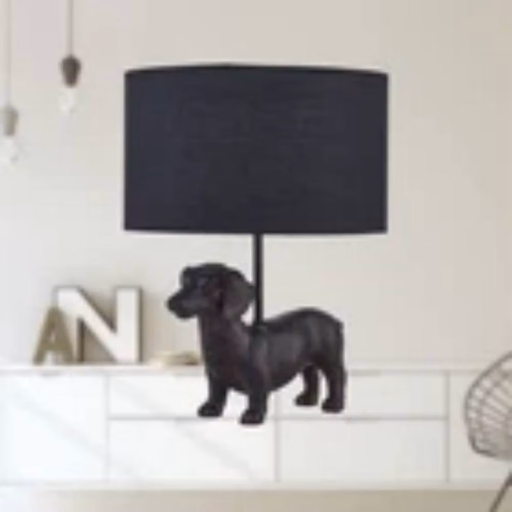 Havendro Dachshund Retro Table Lamp in Black with Fabric Shade – 5