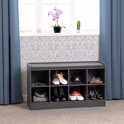 Seconique Portland Grey Fabric Shoe Bench W/D/H: 97 x 34.5 x 56 cm – 2