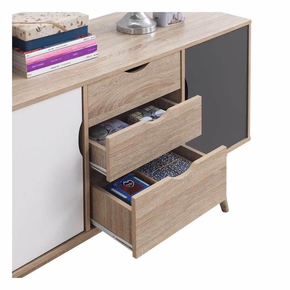 Timber Art Design Alford Modern Sideboard with 2 Doors and 3 Drawers in Multicolour – 3