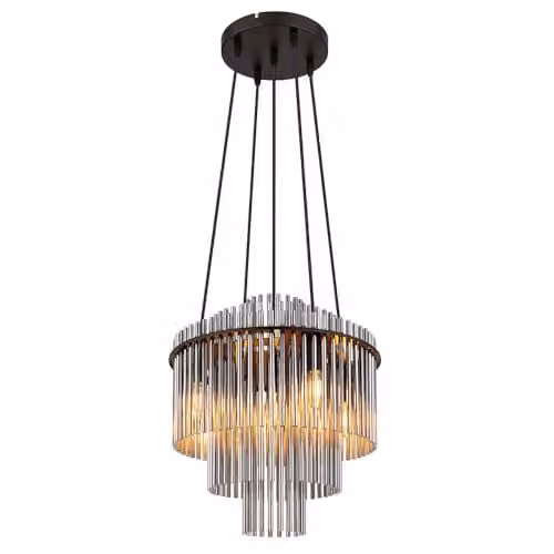 Globo Lighting Modern Round Pendant Lamp with Smoke Glass and Black Metal, W/D/H: 40 x 40 x 40 cm – 1