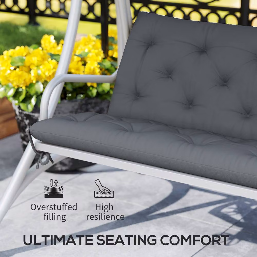 STILVORA Grey Rectangular Bench Cushion with Ties, Width: 150 cm – 6