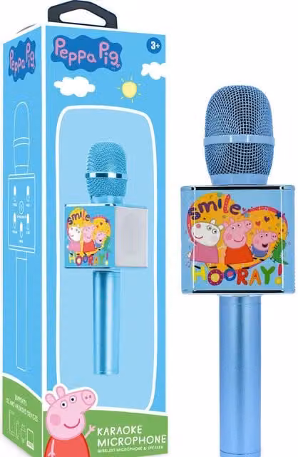Peppa Pig Sing Along Karaoke Microphone with Built-in Bluetooth Speaker, Blue