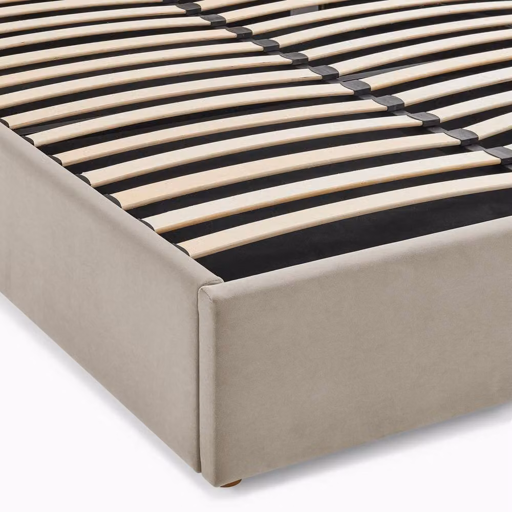 FurnitureboxUK Hayden Taupe Velvet Ottoman Double Bed Frame in Beige, W/D/H: 180 x 200 cm – 3