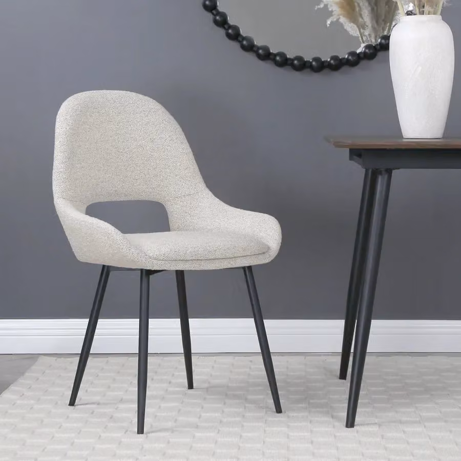 Home Garden Direct Pebble Set of 2 Bouclé Dining Chairs in Light Grey and Beige – 3